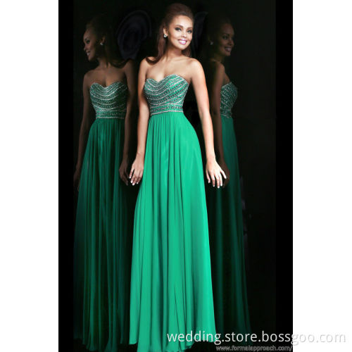 Sweetheart Beading A-line Chiffon Long Prom Dresses